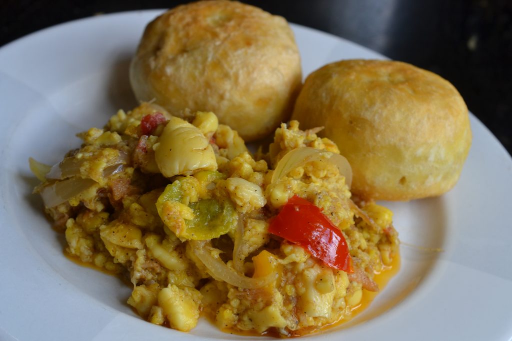 Ackee and Saltfish with Fried Dumplings