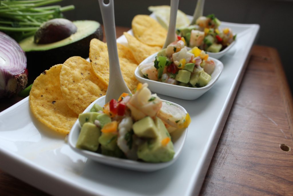 Chef Noel's siignature dish - Spicy Avocado and Shrimp Ceviche.